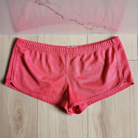 Soffe Pants - Soffe Mesh Shorts Womens M Pink Low Rise Elastic Waist Cheer Running Gym 90s